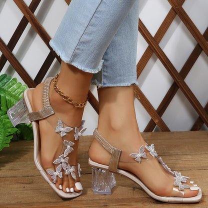 Sandales Élégantes à Talons Cristal et Fleurs Délicates - Molinse