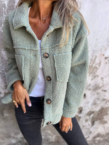 Veste en Tissu Sherpa avec Clo à Revers - Molinse