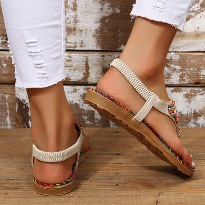Sandales rétro bohème à talons plats pour femmes - Molinse