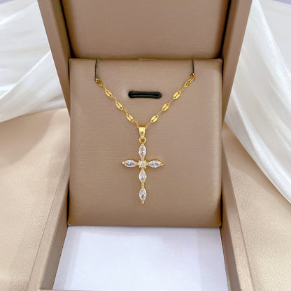 Collier Croix Tempérament Serti de Pierres - Molinse